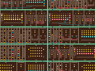 Mystery Project 10 blue brown dan kuhlken dkng moog nathan goldman pink poster screen print silkscreen synth synthesizer vector yellow