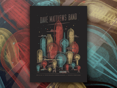 Dave Matthews Band Archive city clouds dan kuhlken dave matthews band dkng electric light bulb nathan goldman night stars trolley vector