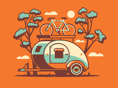 Mystery Project 80 bike camper camping dan kuhlken dkng nathan goldman teardrop trailer trees vector
