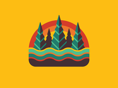 Mystery 80.1 badge dan kuhlken dkng icon nathan goldman patch river sunset tree trees vector