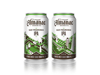 Almanac Beer Co. - San Francisco IPA almanac animation beer can city dan kuhlken dkng geometric gif isometric nathan goldman packaging