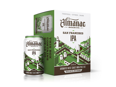 Almanac Beer Co. - San Francisco IPA almanac animation beer can city dan kuhlken dkng geometric gif isometric nathan goldman packaging