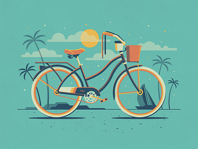 Explorers Club: Malibu beach beach cruiser bicycle bike clouds cyclist dan kuhlken dkng nathan goldman palm trees stars