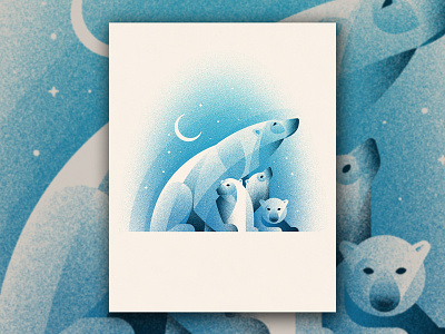 Polar Bears Art Print Benefiting NRDC arctic dan kuhlken dkng geometric geometry moon nathan goldman polar bear polar bears texture vector winter