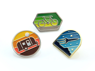 DKNG Enamel Pins badge bike camper dan kuhlken dkng enamel pin geometric geometry icon nathan goldman pin rocket