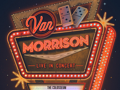 Van Morrison Las Vegas Poster dan kuhlken dkng domino gigposter las vegas nathan goldman neon neonsign poster van morrison