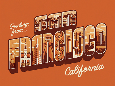 Greetings From San Francisco Art Print bay dan kuhlken dkng dkng studios nathan goldman postcard san francisco type typography