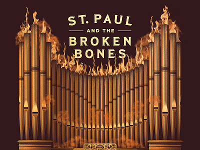St. Paul & The Broken Bones 2017 Tour Poster dan kuhlken dkng dkng studios gigposter gold metallic nathan goldman organ pipe organ poster st paul and the broken bones