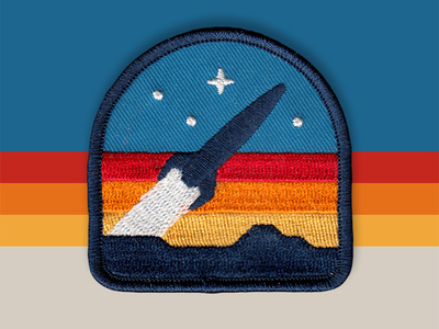 Rocketeer Patch badge dan kuhlken dkng dkng studios icon launch logo nathan goldman patch retro rocket vector