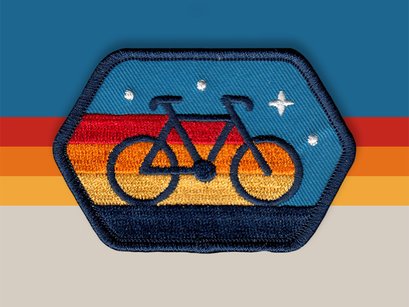 Cyclist Patch a-frame cabin icon retro vector logo badge patch dan kuhlken nathan goldman dkng studios dkng
