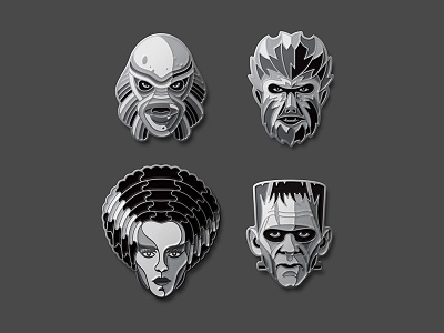 Universal Monsters: Silver Screen Edition bride of frankenstein creature from the black lagoon dan kuhlken dkng dkng studios enamel pin frankenstein nathan goldman wolfman