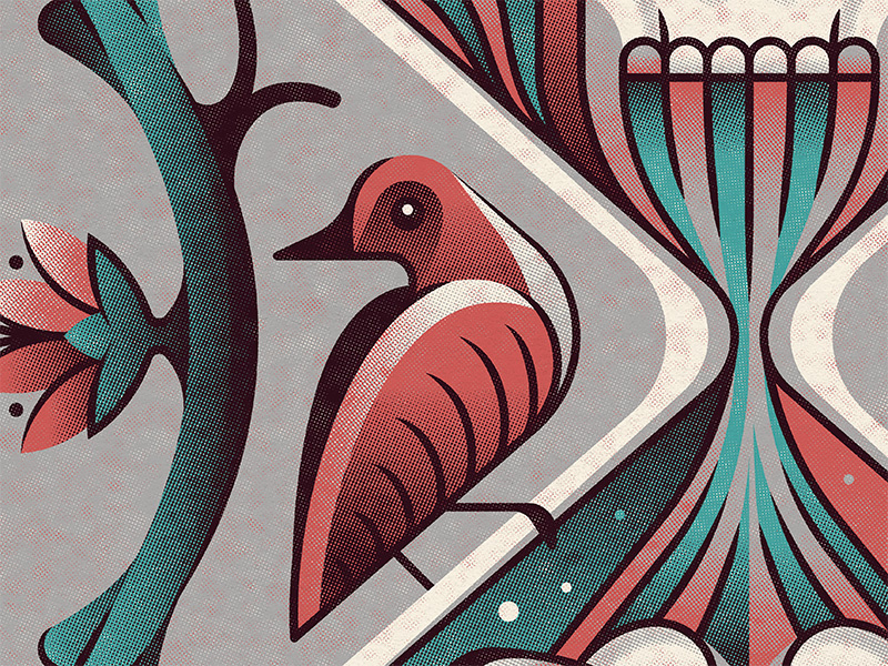 Mystery Project 89.1 dkng studios nathan goldman dan kuhlken halftone flower plant texture bird dkng