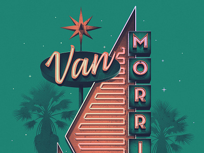 Van Morrison Los Angeles, CA Poster california dan kuhlken dkng dkng studios los angeles nathan goldman neon palm tree sign van morrison