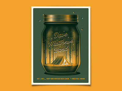 Dave Matthews Band Noblesville, IN Poster camping dan kuhlken dave matthews band dkng dkng studios firefly mason jar nathan goldman tent tree woods