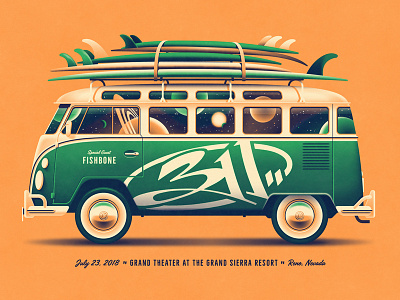 311 Reno, NV Poster (Regular Band Edition) bus car dan kuhlken dkng dkng studios nathan goldman space surfboard surfing van volkswagon vw bus