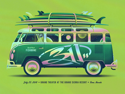311 Reno, NV Poster (Foil Variant Band Edition) bus car dan kuhlken dkng dkng studios nathan goldman space surfboard surfing van volkswagon vw bus