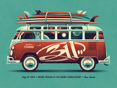 311 Reno, NV Poster (Regular DKNG Edition) bus car dan kuhlken dkng dkng studios nathan goldman space surfboard surfing van volkswagon vw bus