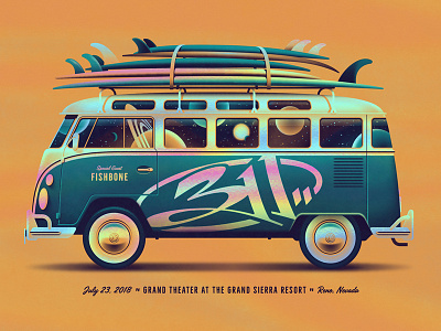 311 Reno, NV Poster (Foil Variant DKNG Edition) bus car dan kuhlken dkng dkng studios nathan goldman space surfboard surfing van volkswagon vw bus