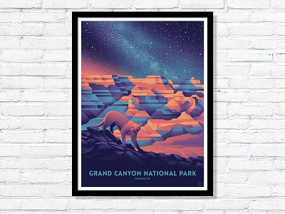 Grand Canyon National Park Timed Edition Poster canyon dan kuhlken dkng dkng studios grand canyon moon mountain mountain lion nathan goldman national park night stars