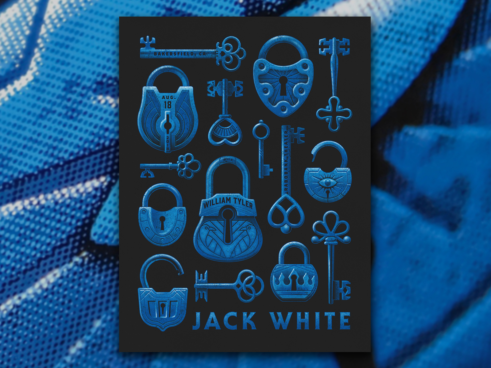 Jack White (Bakersfield 8/18/18) bakersfield dan kuhlken dkng dkng studios geometric jack white key keys lock locks nathan goldman silkscreen vector