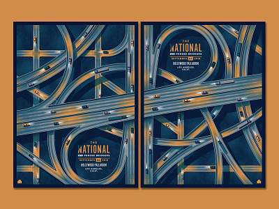 The National Los Angeles, CA Posters dan kuhlken dkng dkng studios freeway geometric highway illustration los angeles nathan goldman poster screen print silkscreen the national vector