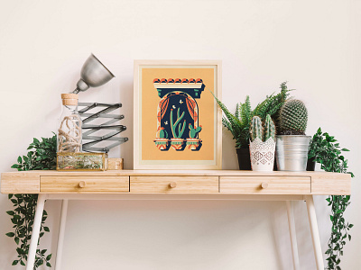 Veracruz Art Print cacti cactus dan kuhlken dkng dkng studios geometric illustration mexico nathan goldman poster screen print silkscreen southwestern succulent texture vector veracruz window