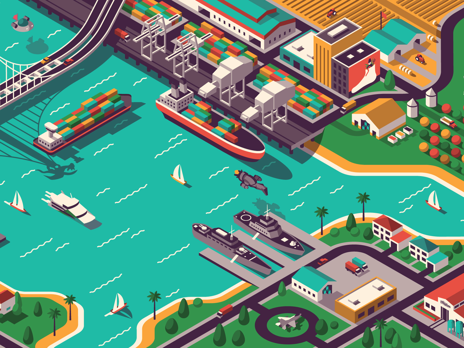 Skillshare Isometric Illustration Class bay boat city class dan kuhlken dkng dkng studios dock farm geometric illustration islanders isometric nathan goldman pier sailboat san francisco skillshare tutorial vector