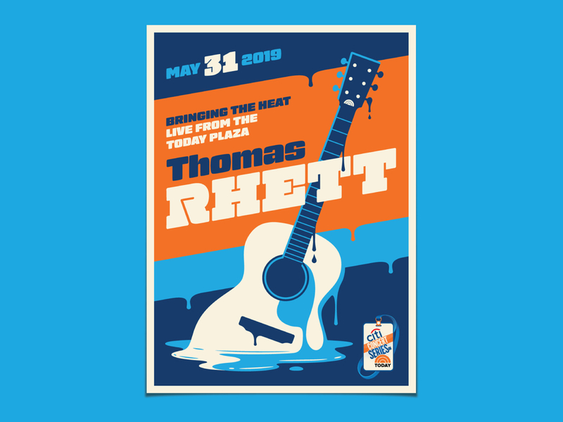 Thomas Rhett acoustic dan kuhlken dkng dkng studios dripping guitar illustration melting nathan goldman poster thomas rhett today vector