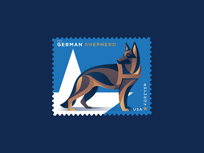 German Shepherd dan kuhlken design dkng dkng studios dog geometric german shepherd illustration military military dog nathan goldman philately stamp usps vector