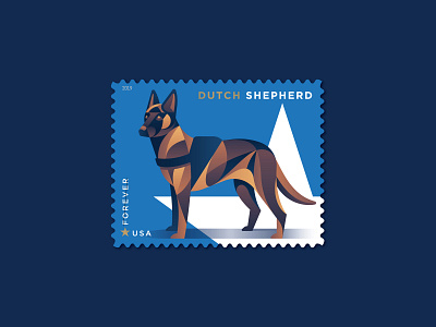 Dutch Shepherd dan kuhlken design dkng dkng studios dog dogs dutch shepherd geometric illustration military nathan goldman philately postage stamp star usps vector