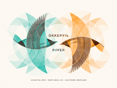 Okkervil River // Baltimore, MD Poster baltimore bird dan kuhlken dkng nathan goldman okkervil river oriole poster screen print silkscreen