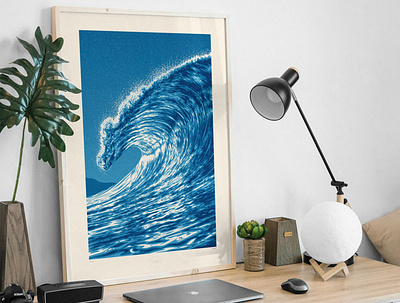 Wave One Art Print barrel beach dan kuhlken dkng dkng studios illustration nathan goldman ocean poster screen print swell vector wave