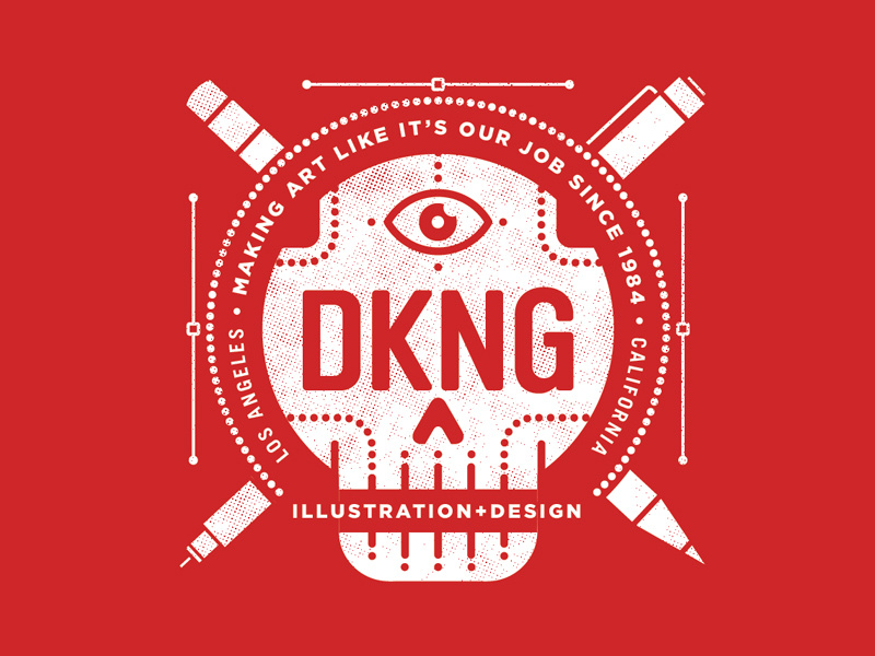 New DKNG Shirt (revised) dkng vector nodes skull pen pencil micron typography logo eye nathan goldman dan kuhlken illustration design bezier