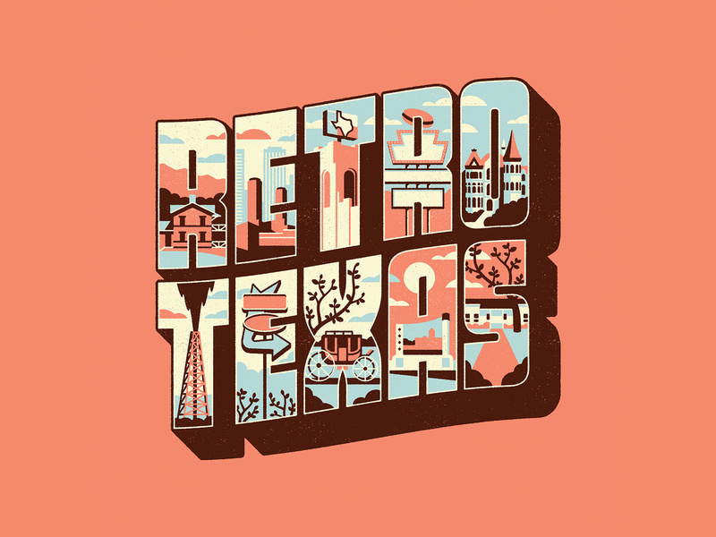 Retro Texas postcard greetings from texas retro texture illustration geometric dkng studios vector dkng nathan goldman dan kuhlken