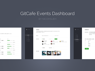 Gitcafe Events Dashboard admin clean dashboard event interface light line onepage product ui ux