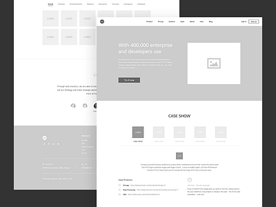 Case Wireframe clean homepage landing page line ui web wireframe