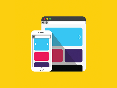 Websites device flat icon illustration responsive web website yellow