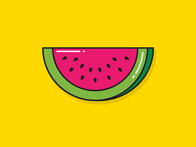 A cute slice of watermelon cute flat fruit happy illustration light object summer watermelon