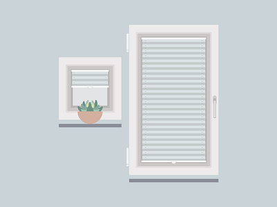 window : model 2 architecture illustration minimal pastel plant succulent window