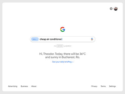 Google Search re-design with Daily Briefing concept google homepage material minimal modern redesign search simple ui ux web