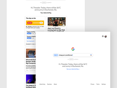 Google Search re-design with Daily Briefing 2