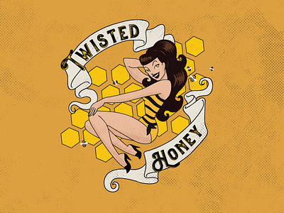 Twisted Honey Tequila Label adobe illustrator beverage design design label design logo vector vintage