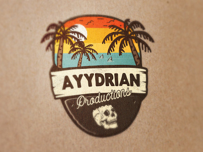 Ayydrian Productions Logo adobe illustrator badge logo branding california vibes design logo logo design skull sun vector vibes