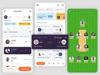 Fantasy Sports Mobile App adobe xd design mobile app ui ux design