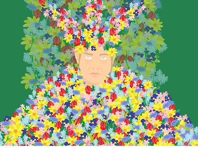 Overgrown // Inktober day 14 flower crown flowers inktober inktober2019 may queen mid sommar midsommar overgrown queen thrown vectober vector