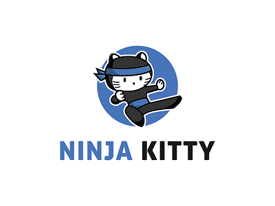 Ninjakitty black blue cat illustration kitty ninja