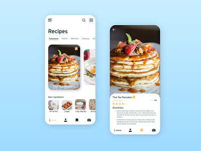 Thai Tea Pancakes app design minimal pancakes thai food ui ux uxui