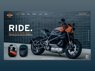 Harley Davidson bike branding harley davidson landing page orange steel grey ui ux web design