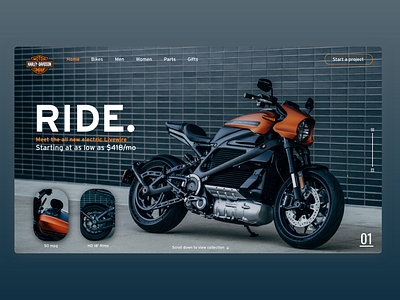 Harley Davidson bike branding harley davidson landing page orange steel grey ui ux web design