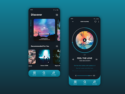 DiscoverMusic app dark mode edm kanye louis the child lyrics music music player streaming ui ux